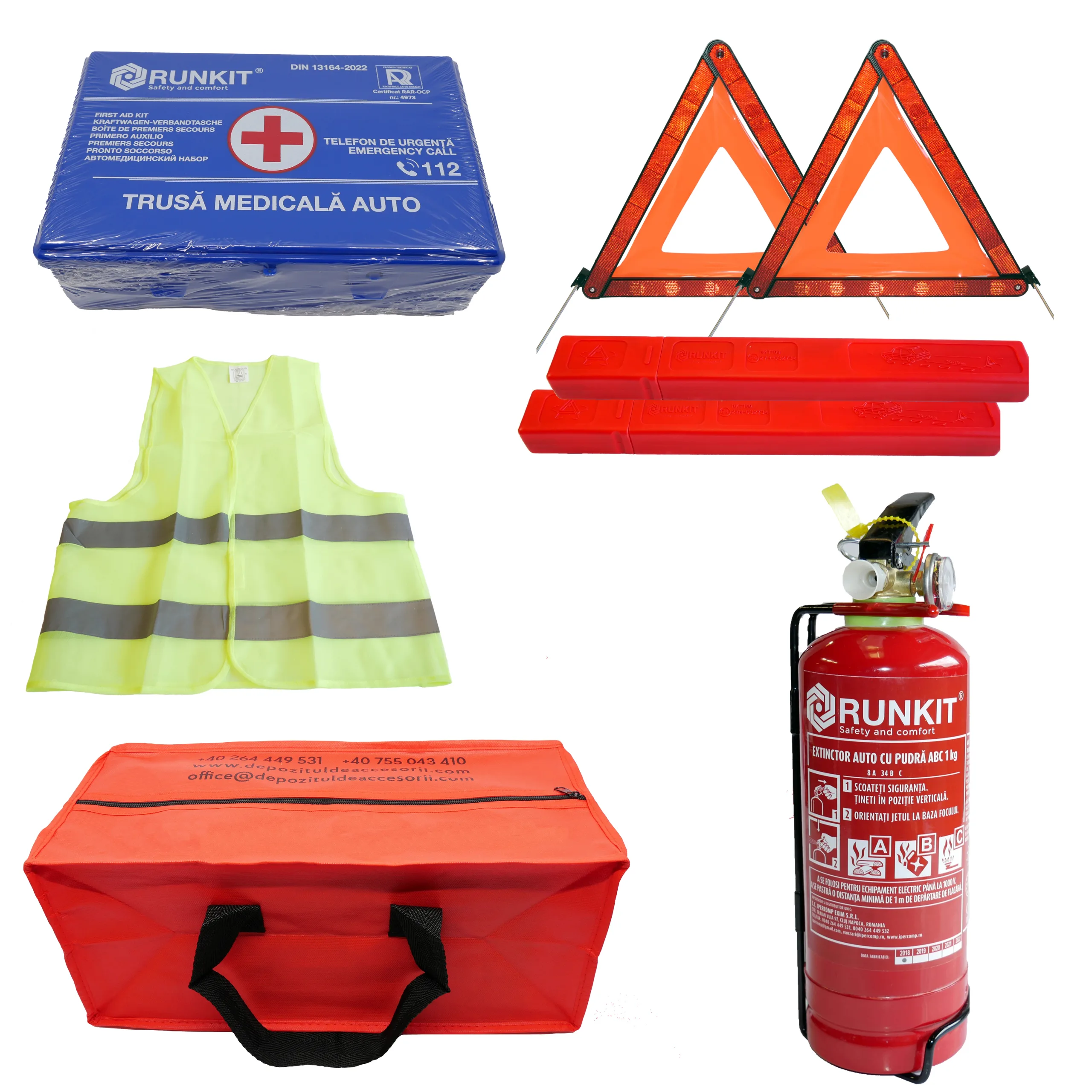 Kit siguranta auto obligatoriu, certificat RAR si avizat IGSU, RUNKIT