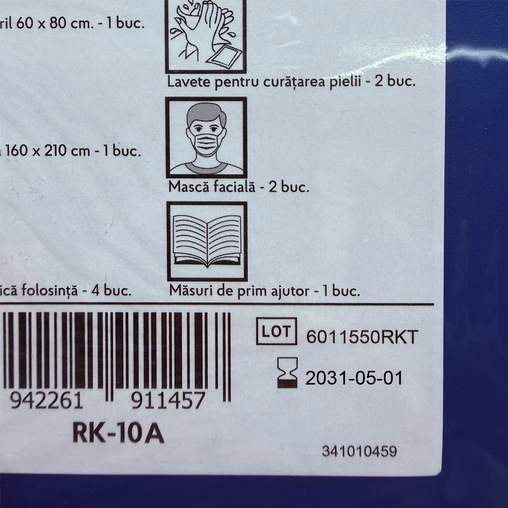 Trusa sanitara auto DIN13164-2022, aviz MS si RAR, albastra RUNKIT