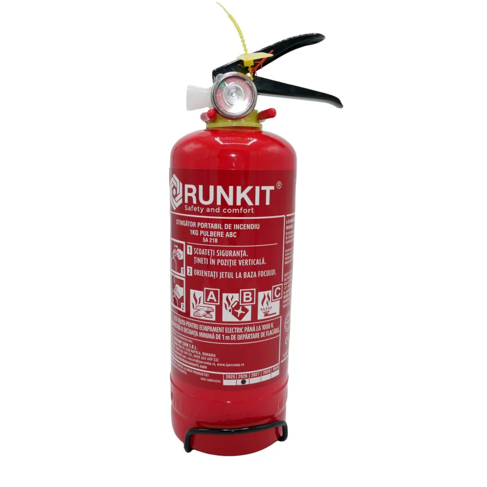 Stingator auto P1 cu manometru, avizat IGSU, certificat RAR, 1kg RUNKIT