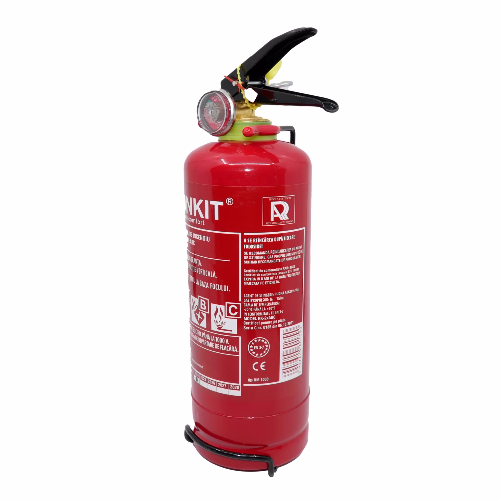 Stingator auto P1 cu manometru, avizat IGSU, certificat RAR, 1kg RUNKIT