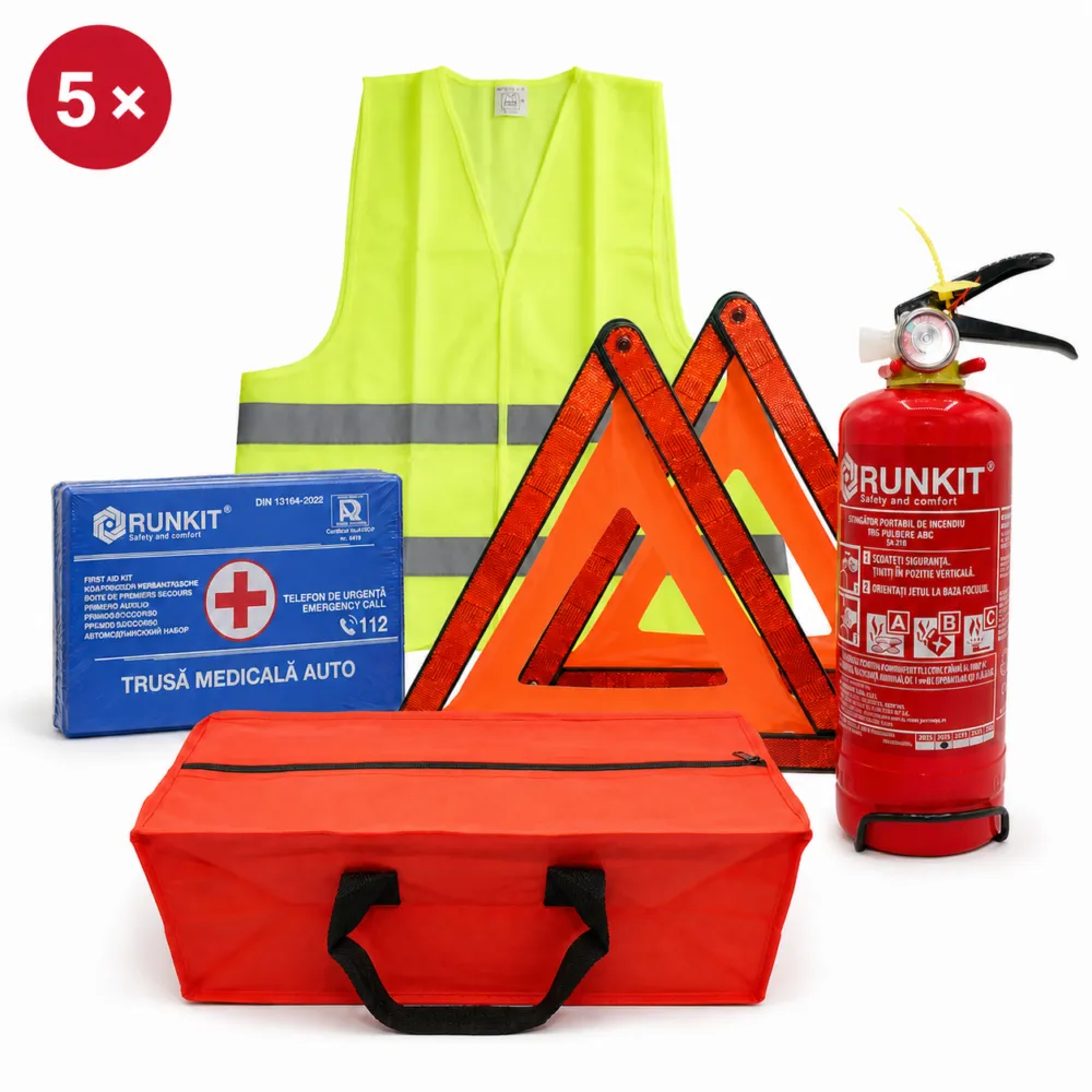 Pachet promoțional: 5 seturi x Kit siguranta auto obligatoriu