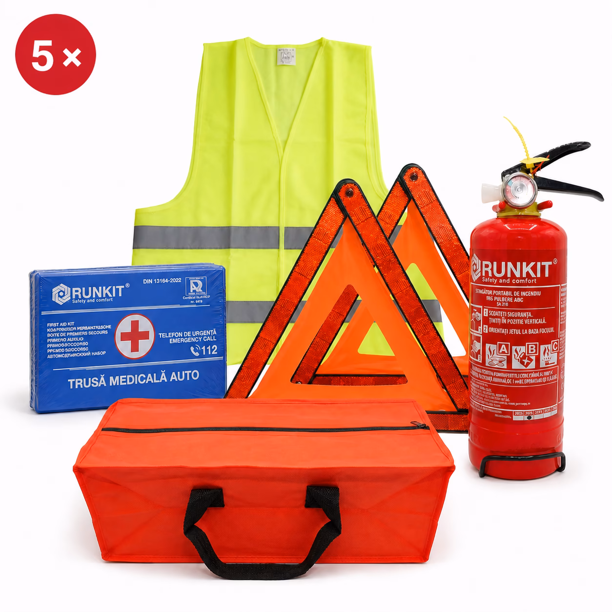 Pachet promoțional: 5 seturi x Kit siguranta auto obligatoriu