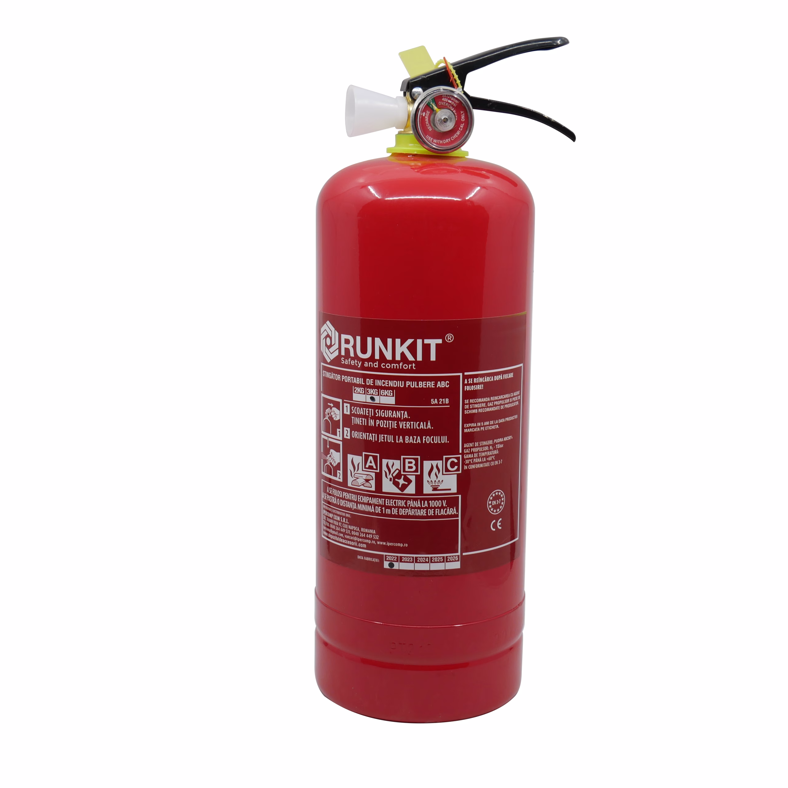 Stingator auto P3 cu manometru, 3kg, RUNKIT
